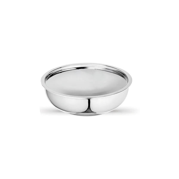 SignoraWare Artista triply Shallow Tasla Stainless Steel Induction Compatible Triply with Steel Lid (Induction and Gas Compatible), 20cm, Capacity 1600ml, Silver