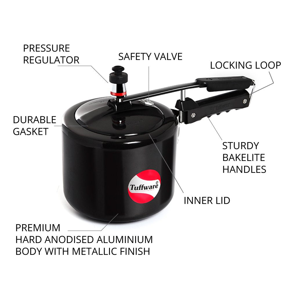 Hard Anodised Inner Lid Regular 1 Ltr Pressure Cooker -Baby Size (Very Small)