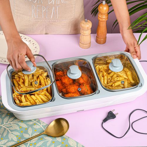 Jaypee plus E-3 ELECTRIC CASSEROLE Set 1000 ml Each capacity White