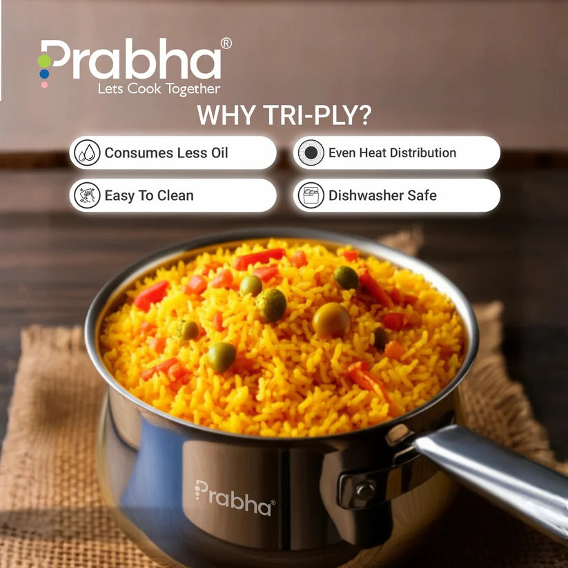 Prima Triply Kalash Saucepan With Lid – 2.2L, 18cm