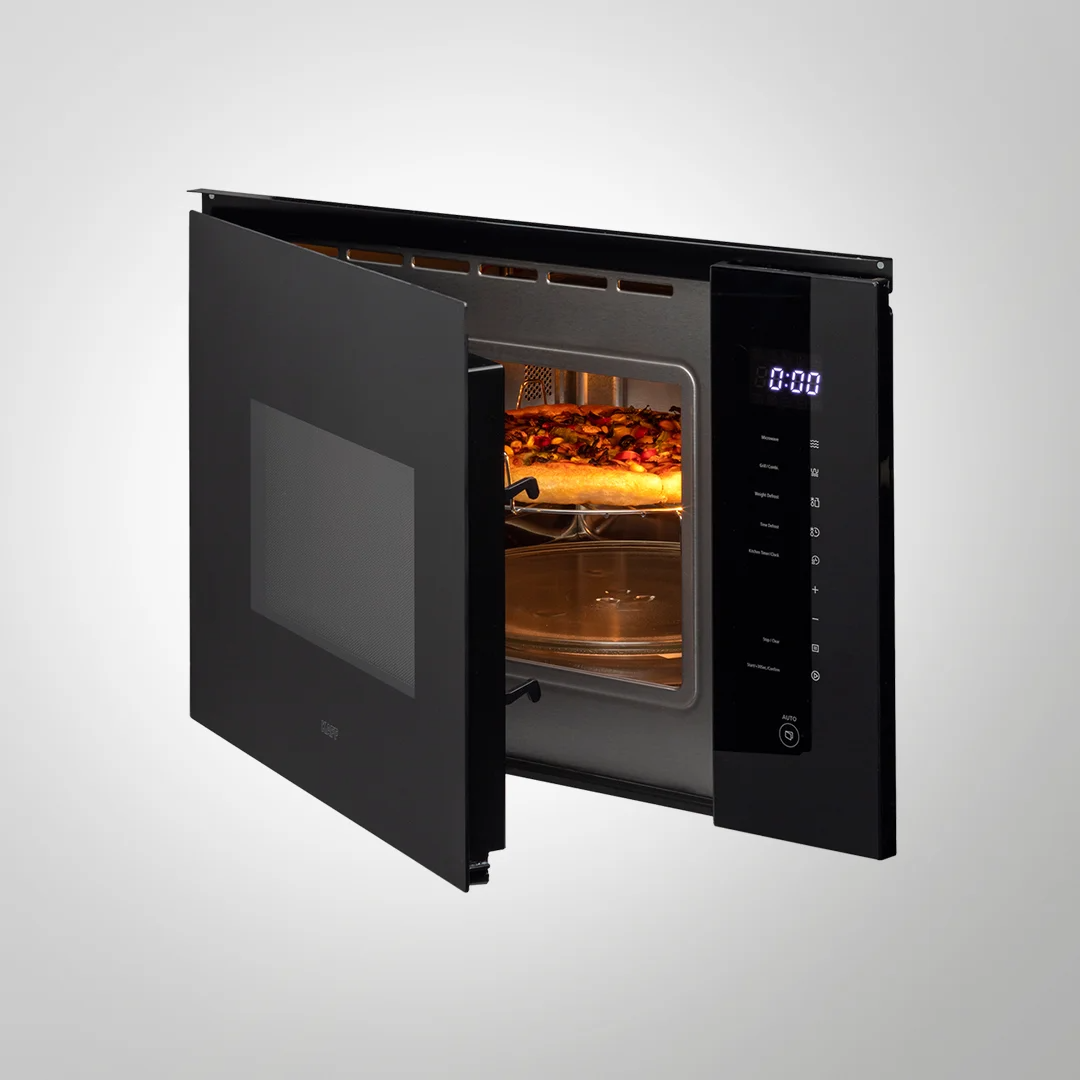 KMW HN6 BLK 28L Built-In Microwave Oven | Full Black Tempered Glass | Touch Control | Grill & Combination