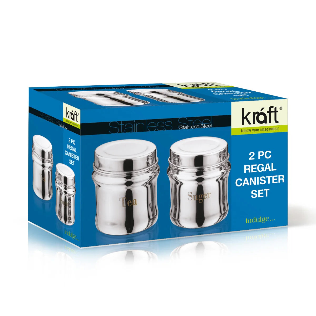 Steel Tea Coffee & Sugar Container - 700 ml (Pack of 2, Silver)