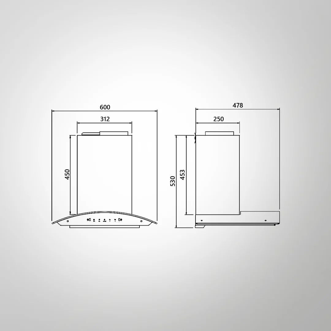 LAZIO DHC 60 – Wall Mounted Baffle Filter Chimney with Auto Clean & Gesture Control