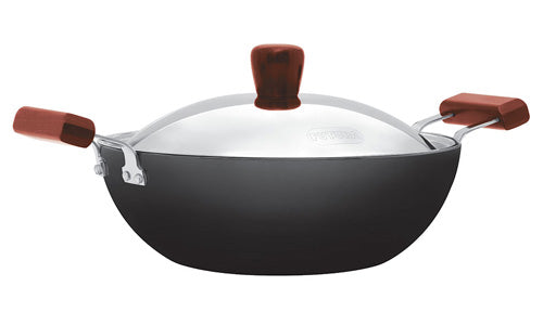 Futura Induction Compatible Deep Kadhai (Flat Bottom) 3.5 Litre with stainless steel lid (INK35S)