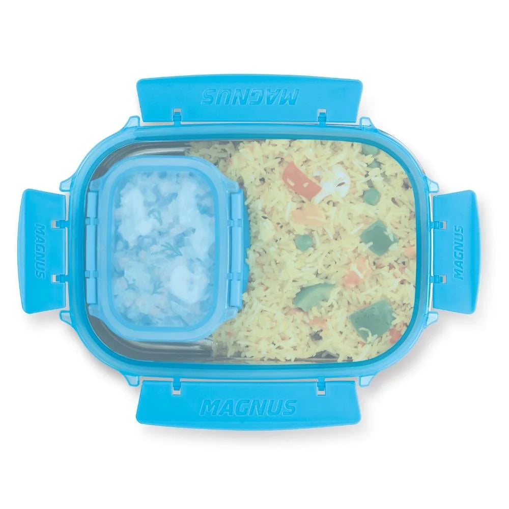 Bolt Classic Clear Lid Stainless Steel Lunch Box for School | 100% Leakproof | BPA Food Safe | Easy To Open | Dishwasher Safe