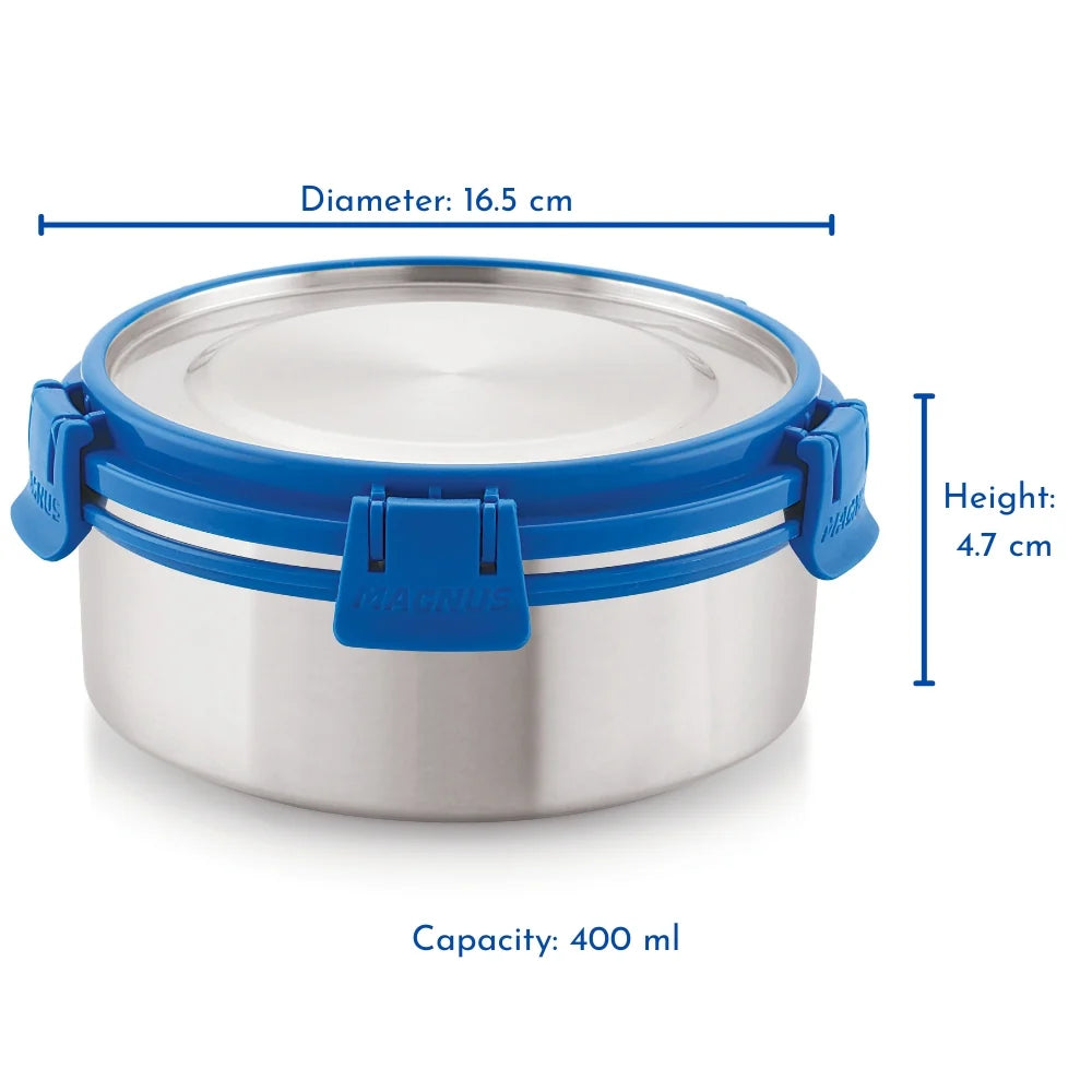 Stainless Steel Airtight Leakproof Storage Deluxe Chocolate Container 400ML with Klip Lock – Ideal Kitchen Accessories Items, Perfect Lunch Box, Lunch Boxes for Office Men