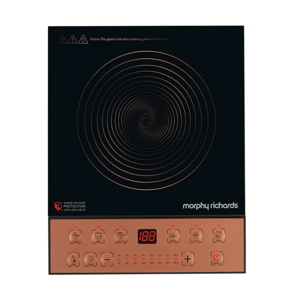 Belleza 2000W Induction Cooktop – Push Button Control, 7 Cooking Modes, Anti-Roach Coating, Toughened Glass