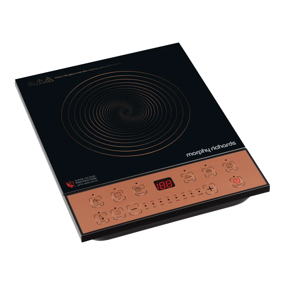 Belleza 2000W Induction Cooktop – Push Button Control, 7 Cooking Modes, Anti-Roach Coating, Toughened Glass