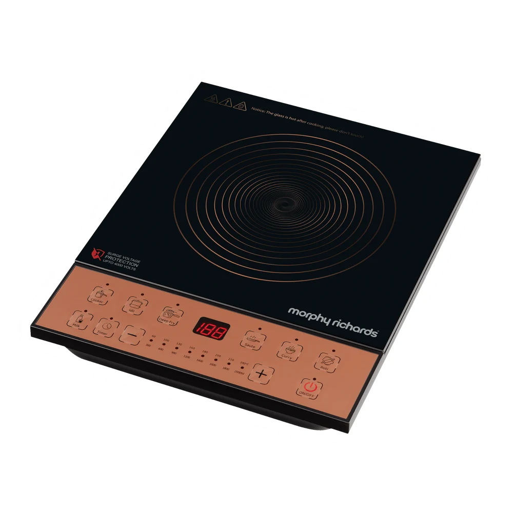 Belleza 2000W Induction Cooktop – Push Button Control, 7 Cooking Modes, Anti-Roach Coating, Toughened Glass