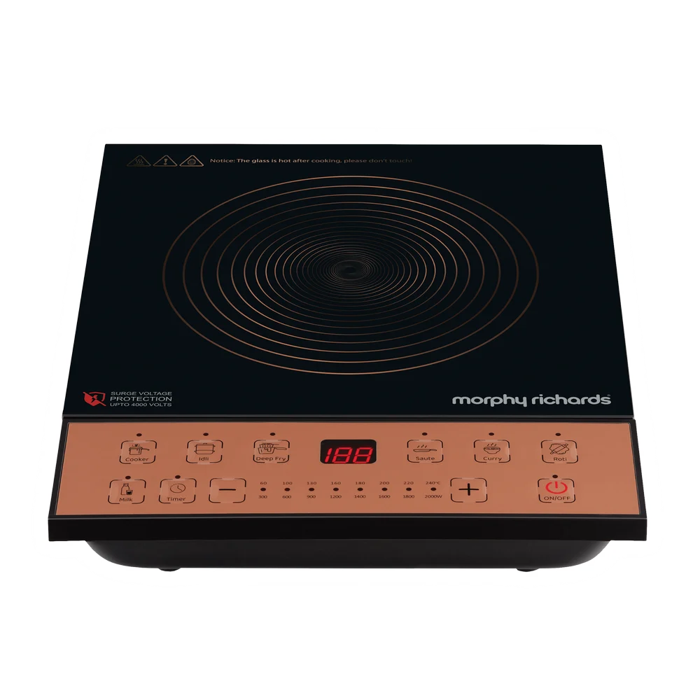 Belleza 2000W Induction Cooktop – Push Button Control, 7 Cooking Modes, Anti-Roach Coating, Toughened Glass