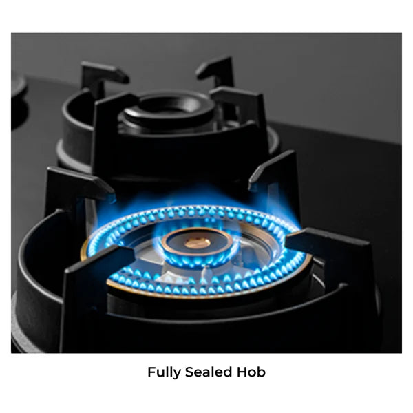 Altius Plus 378 78 cm 3 Burner Hob – Brass Burners, Insta Ignition, Golden Metal Knobs, 538.66.737