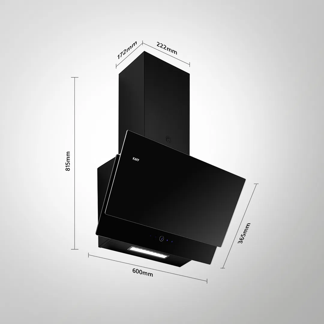 NOVA SV 60 FULL BLACK TEMPERED GLASS ALUMINIUM FILTER CHIMNEY