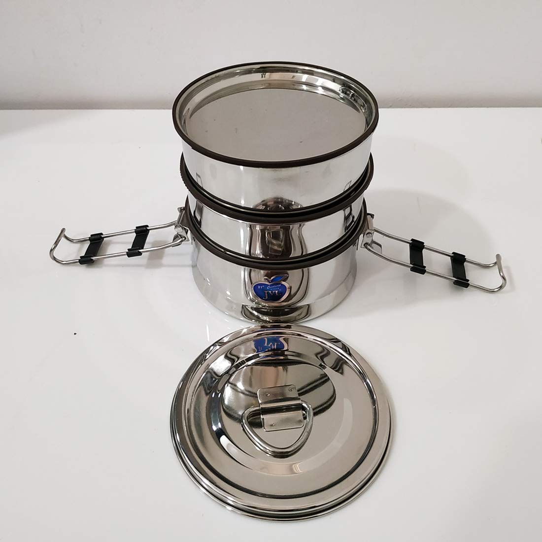 JVL Stainless Steel Triple Decker 2 Layer Big Lunch Box -  TLP - 2