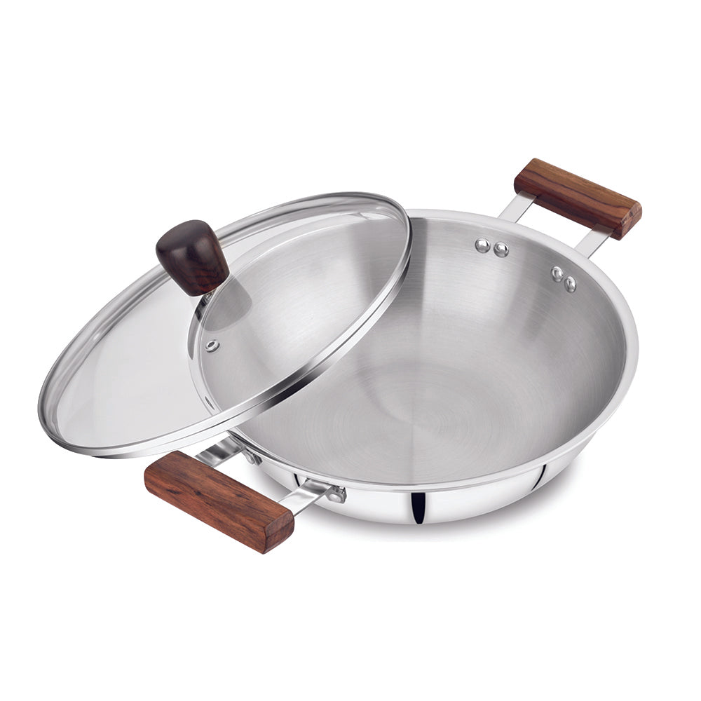 Triply Kadai with Glass Lid – 22 cm