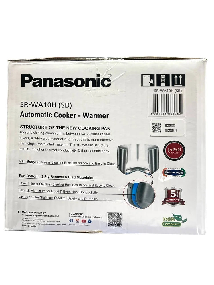 SR-WA10H(SB) 1.0L Automatic Rice Cooker – Sandwich Bottom Stainless Steel Pan, Keep Warm Function, Multi-Cooker