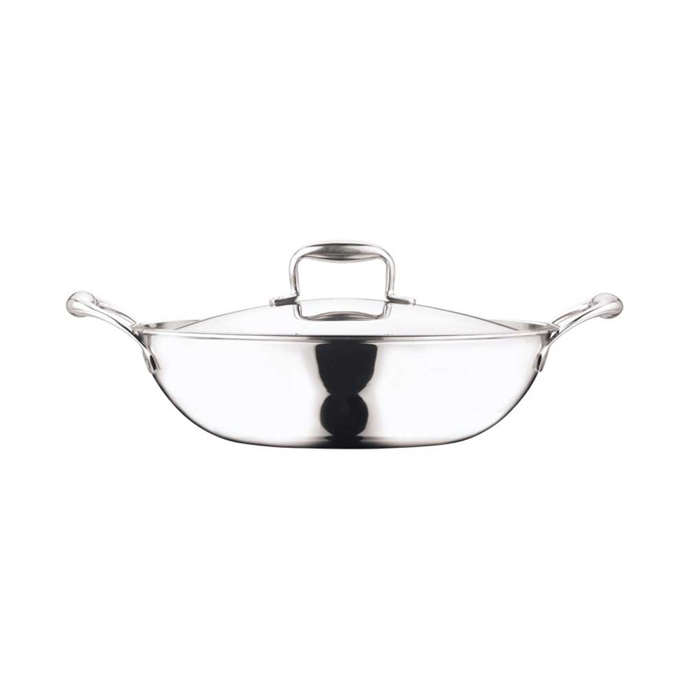 Vinod Triply Platinum Series Induction Friendly Extra Deep Kadai With SS Lid (24, 3.2L) EDPTKD24