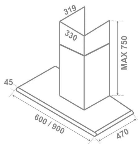 ELICA CHIMNEY GALAXY ETB PLUS LTW 90 NERO T4V LED
