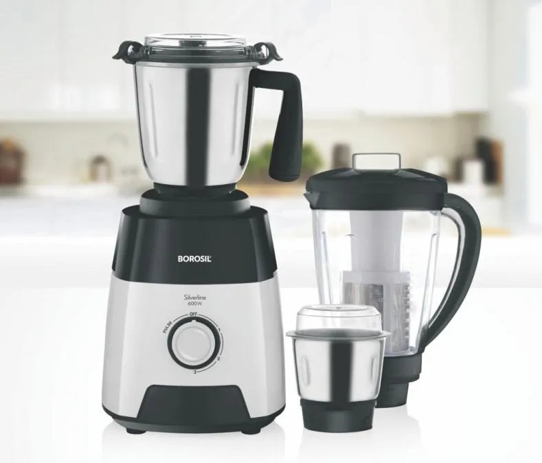 Borosil Silverline Mixer-Grinder W15 600 W, 3 Jars