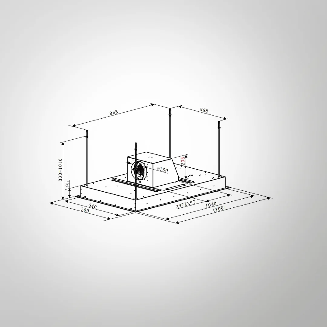 Island Series SKYVENT 110 cm Ceiling Mounted Chimney