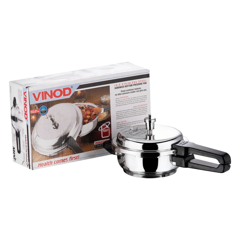 VINOD SS SANDWICH BOTTOM 2 LITRE PRESSURE PAN WITH LID - MINI