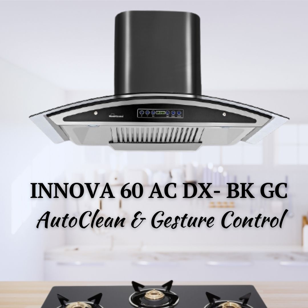Sunflame 60cm Auto Clean Chimney INNOVA 60 AC DX- BK GC with Feather Touch & Gesture Control