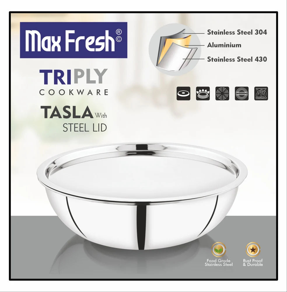Triply Tasla with Steel Lid – 20 cm