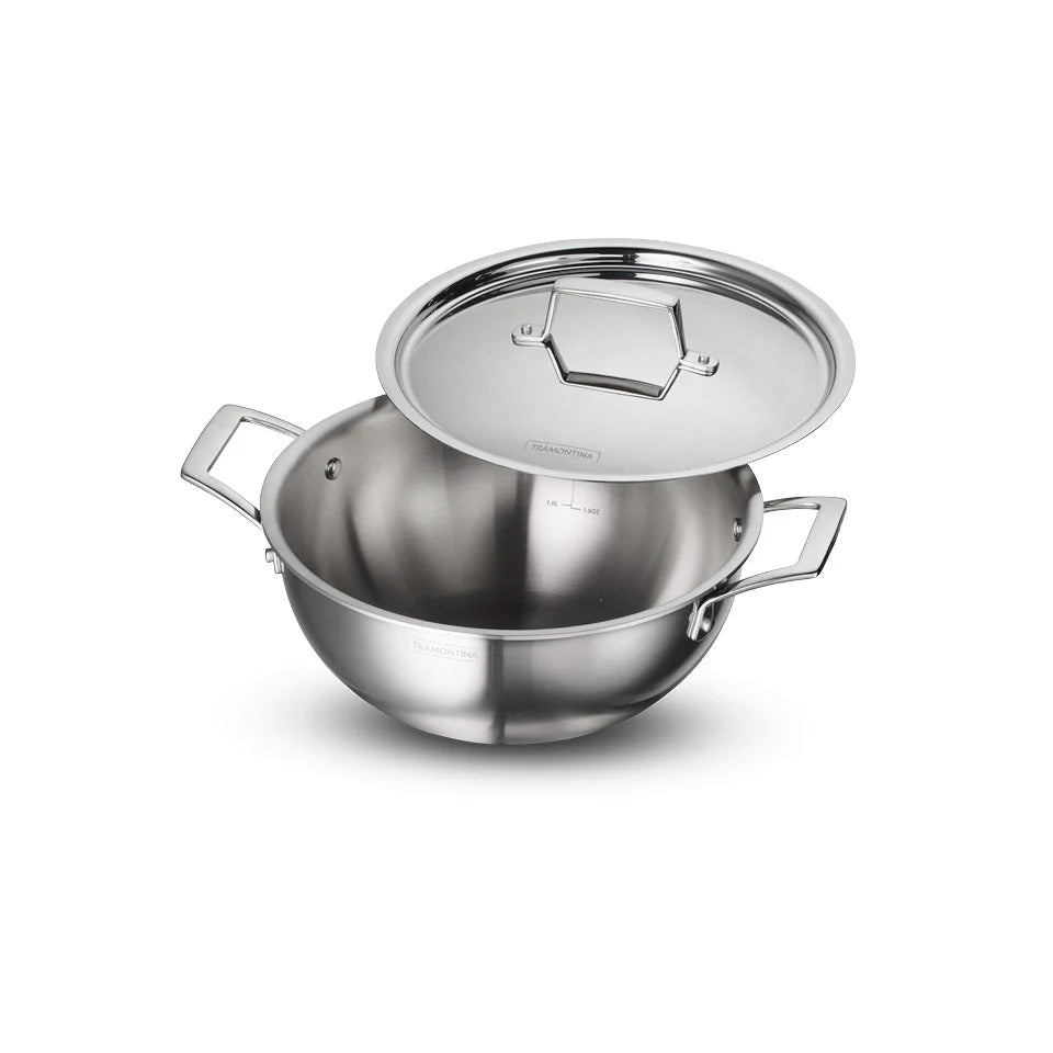 Tramontina Aeion 24cm Triply Deep Kadai with SS Lid