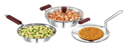 Hawkins 3 pc Triniti Tri-Ply Stainless Steel Cookware Set (SSET1)