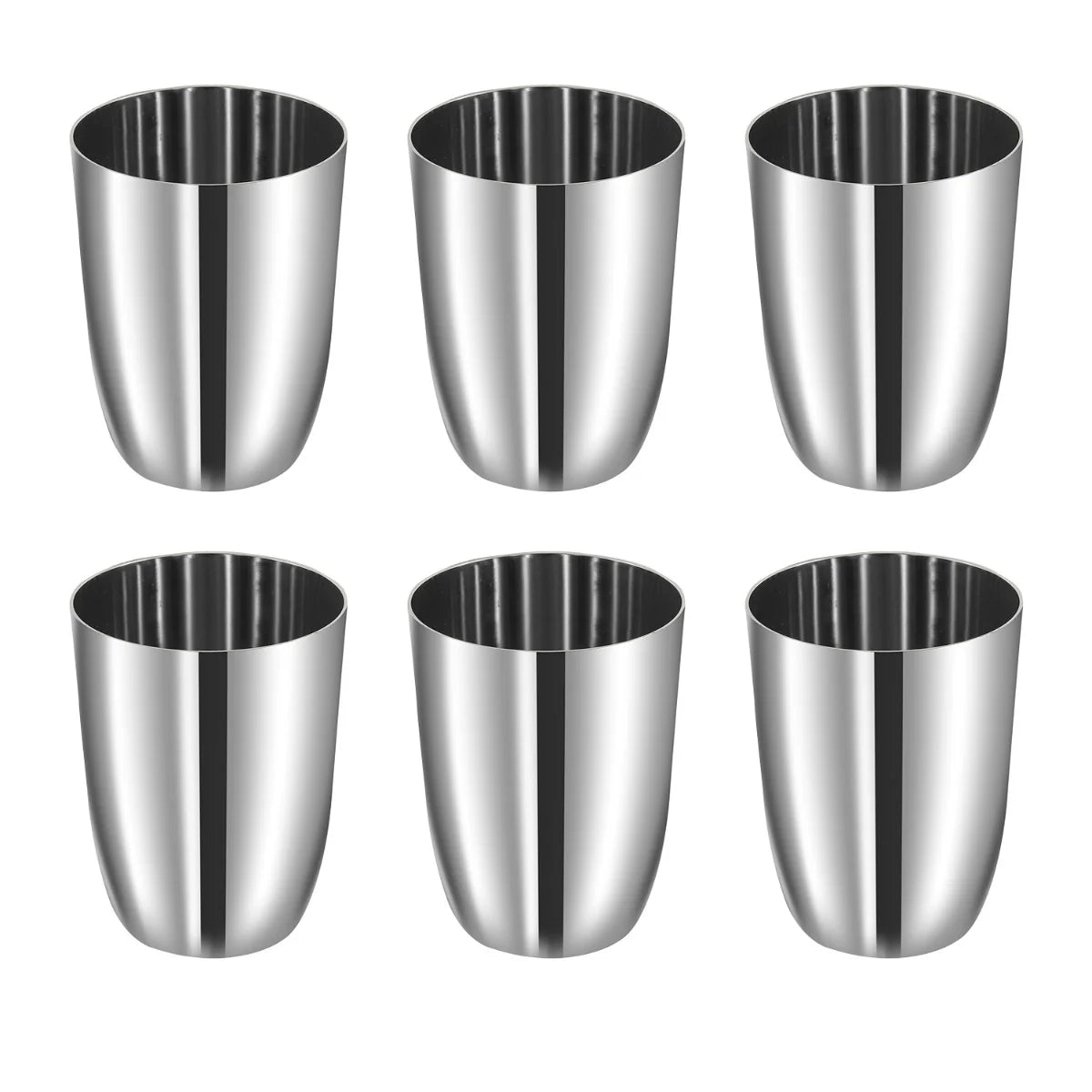 Ayushi Stainless Steel Glass Set of 6-300ml Each