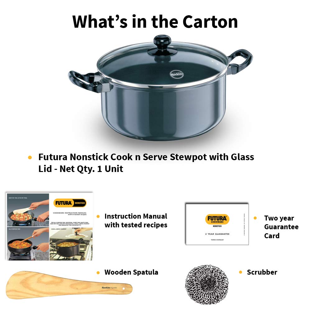 HAWKINS FUTURA NONSTICK STEWPOTS 5 L WITH Glass LID NST50G at lowest price