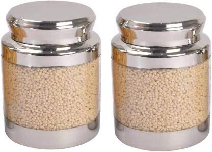 JVL 650 ml Stainless Steel Air Tight Classic Multi Purpose Unbreakable Jar (2 Pcs) (CLC-1)