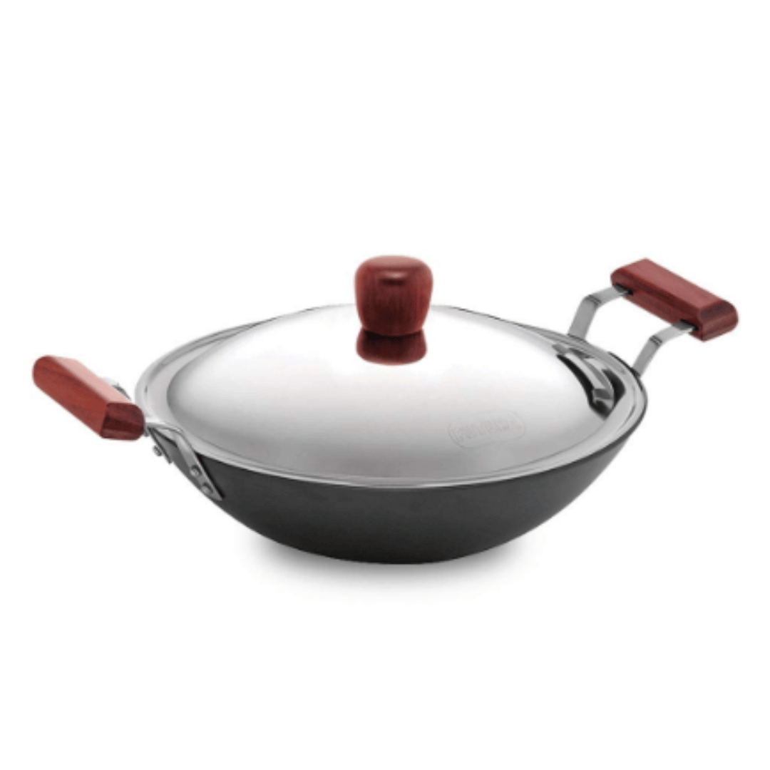 Hawkins 2.5 Litre Futura Non Stick Deep Fry Pan with Stainless Steel Lid, Flat Bottom, Induction, Black, IND 25S
