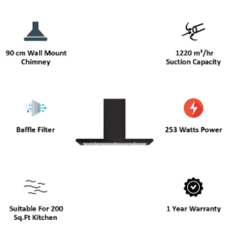 ELICA CHIMNEY GALAXY ETB PLUS LTW 90 NERO T4V LED