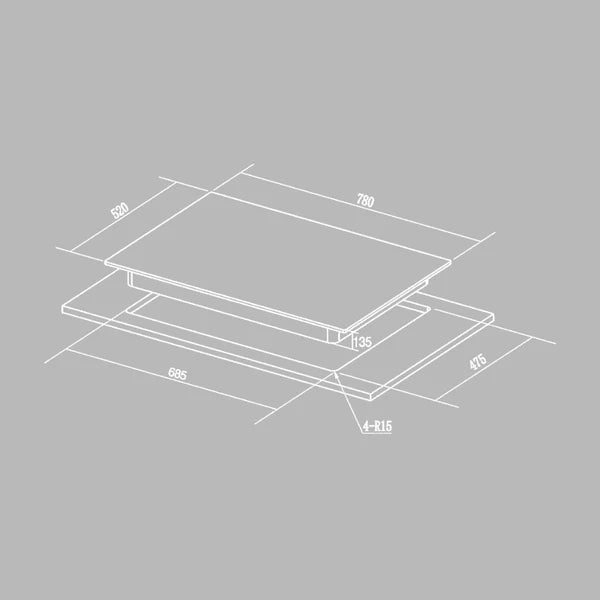Vesta 480 80 cm 4 Burner Hob – Brass Burners, Direct Flame, 538.66.657