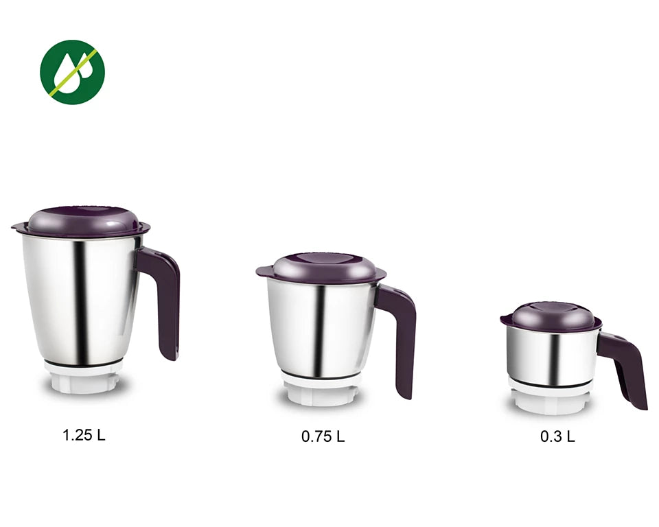 Daily Collection HL7505/00 Mixer Grinder 500W with Rust-Free Jars & Spill-Proof Lids - Compact Design for Tough Ingredients