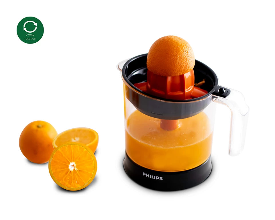 Daily Collection Citrus Press HR2799, 80% Juice Extraction, 2-Way Rotation, Adjustable Pulp Selector, 1L Bowl