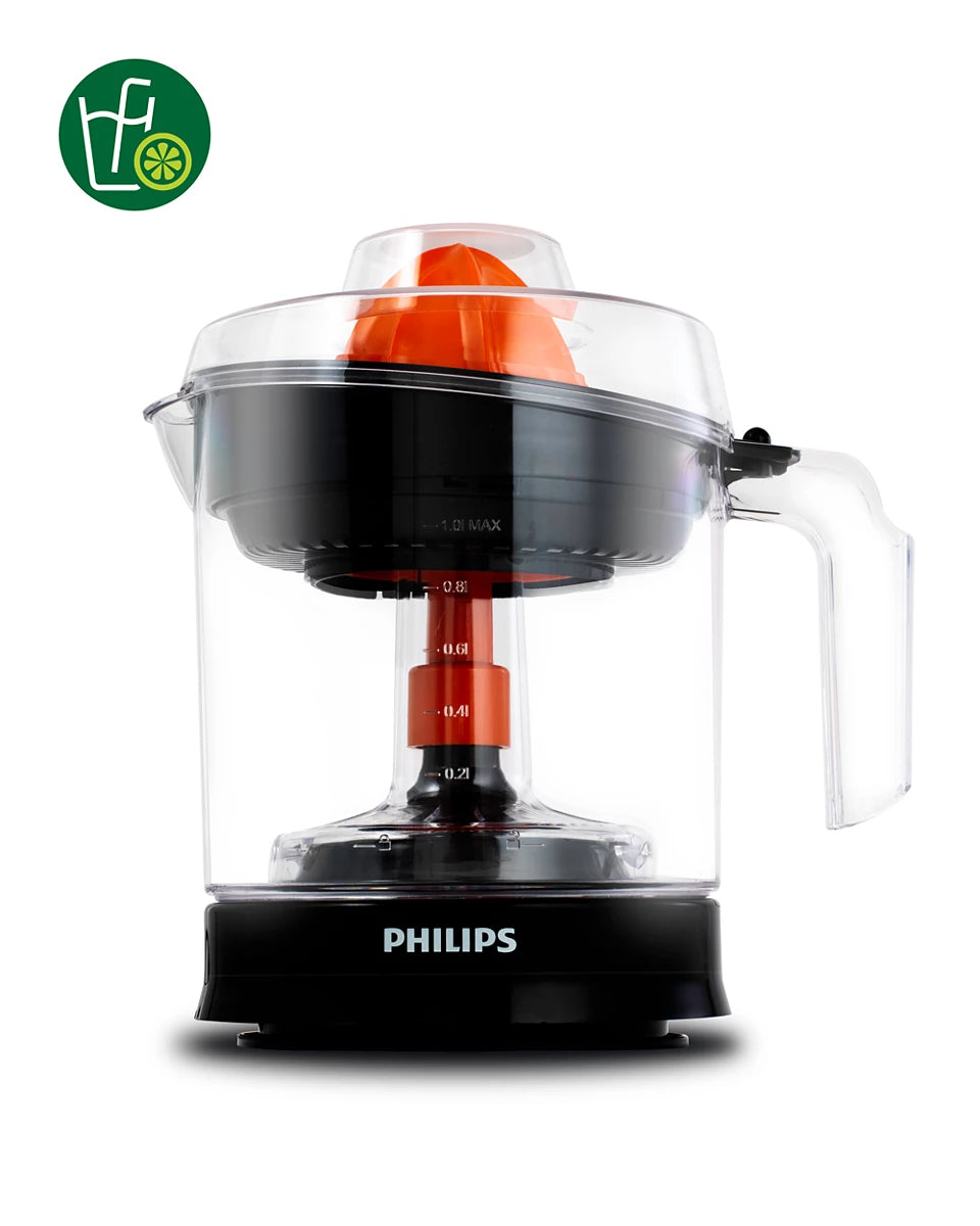 Daily Collection Citrus Press HR2799, 80% Juice Extraction, 2-Way Rotation, Adjustable Pulp Selector, 1L Bowl