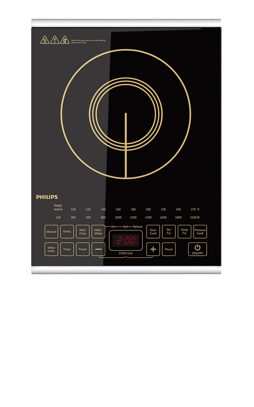 Viva Collection Induction Cooker HD4938 | 2100W | Full Glass Panel | 10 Preset Menus | Sensor Touch