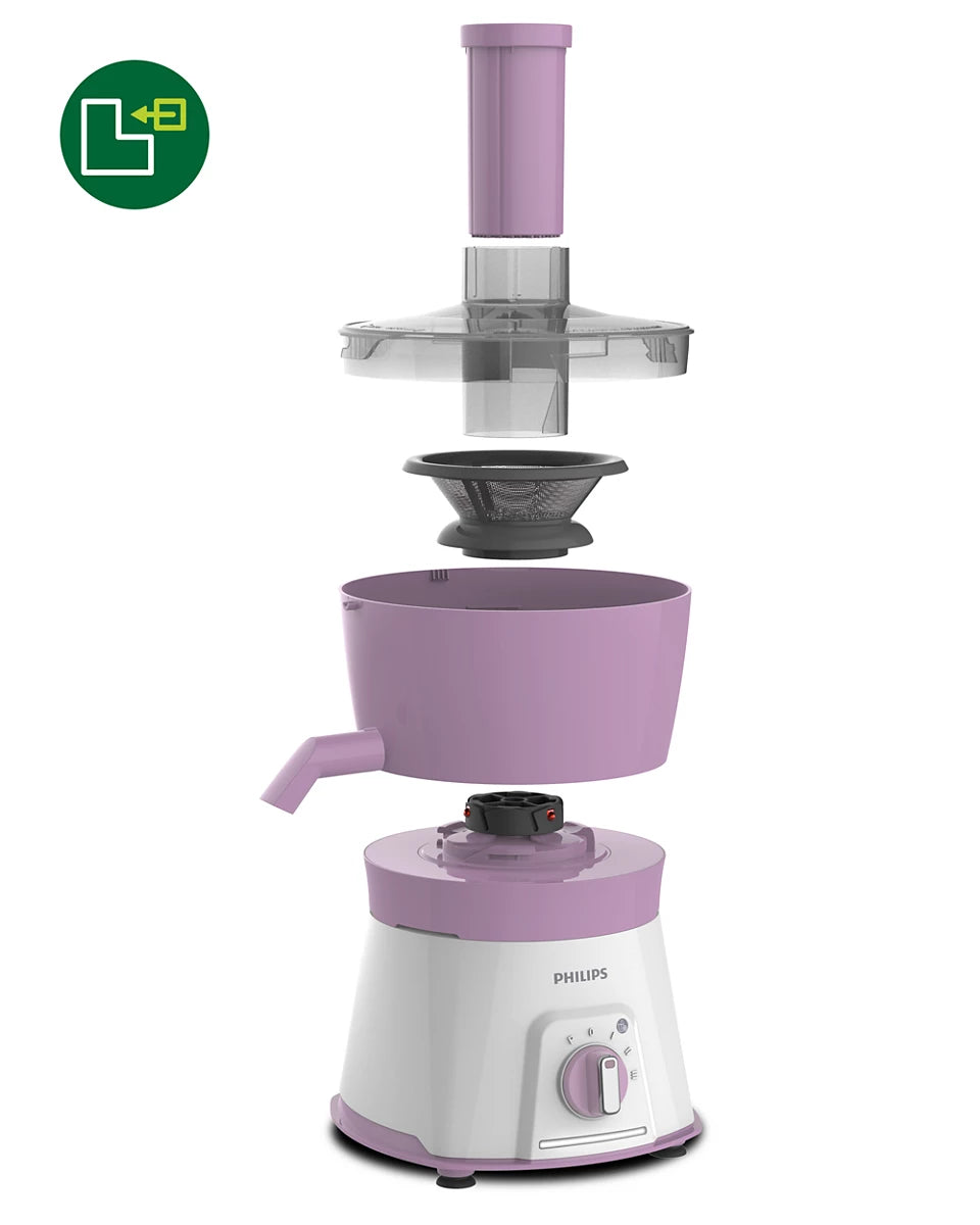 Viva Collection HL7581/00 Juicer Mixer Grinder 600W with Turbo Power Motor - Easy 3-Step Juicing for Tough Fruits and Vegetables
