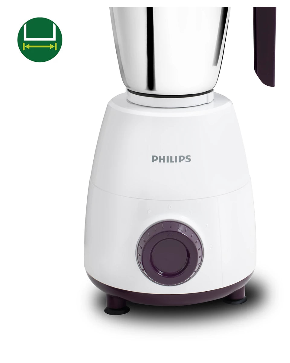 Daily Collection HL7505/00 Mixer Grinder 500W with Rust-Free Jars & Spill-Proof Lids - Compact Design for Tough Ingredients