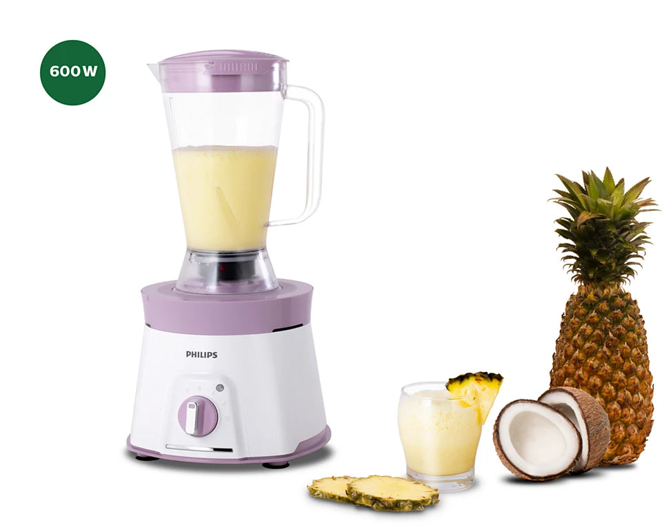 Viva Collection HL7581/00 Juicer Mixer Grinder 600W with Turbo Power Motor - Easy 3-Step Juicing for Tough Fruits and Vegetables