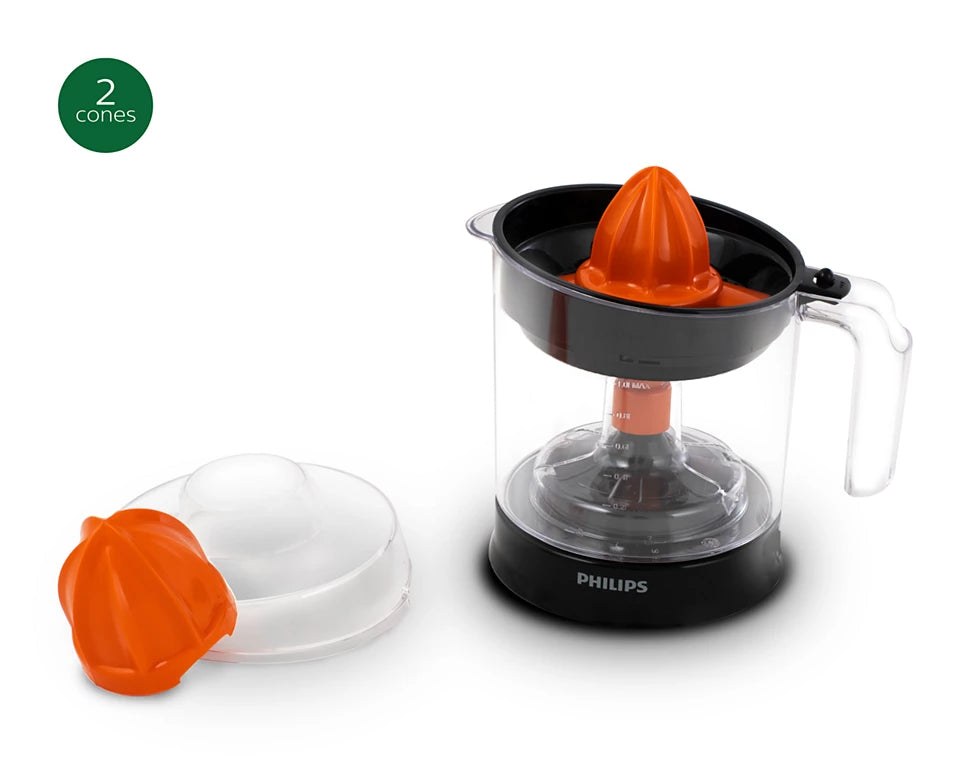 Daily Collection Citrus Press HR2799, 80% Juice Extraction, 2-Way Rotation, Adjustable Pulp Selector, 1L Bowl