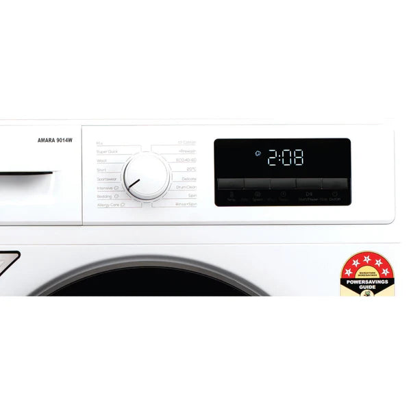 Amara 9014W 9 Kg Fully Automatic Front Load Washing Machine – 1400 RPM, Steam Wash, Hexa-Wash, Pearl White, 533.93.720