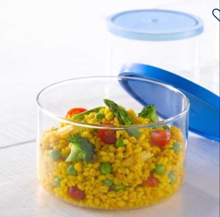 Borosil Cook N Store Borosilicate Glass Storage Container With Lid, Freezer Proof, Flame Safe, Microwave Safe, 1.5 L, Clear