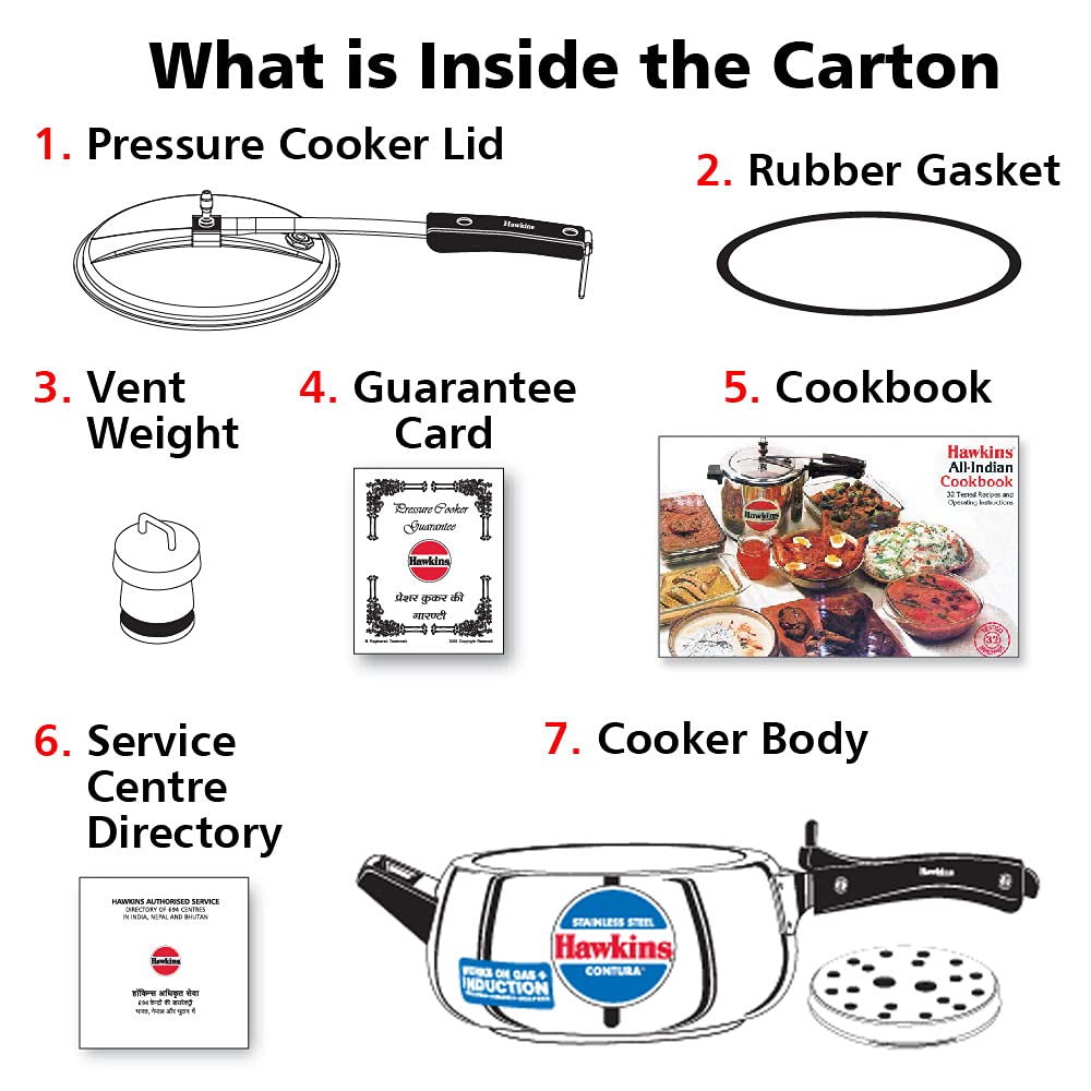 Hawkins 3.5 Liter Induction Safe Stainless Steel Contura Pressure Cooker SSC35
