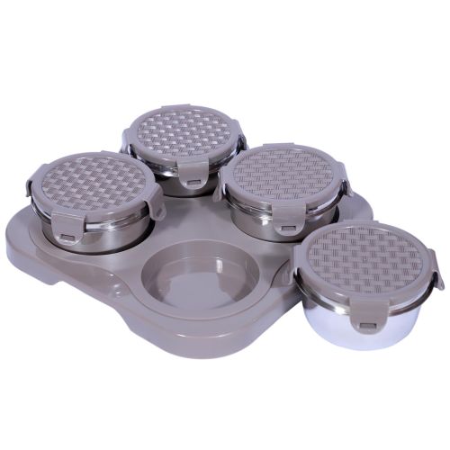Jaypee plus ZETA-4 Airtight Inner Stainless Steel Set of 4 Dry Fruit Container 4N -350 ml Mirror Grey