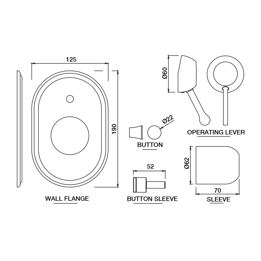 Single Lever Exposed Parts Kit of Hi-Flow Diverter – Chrome (Model QQP-CHR-7079NKPM)
