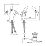 Central Hole Basin Mixer with Pop‑up Waste System (QQP‑CHR‑7169BPM)