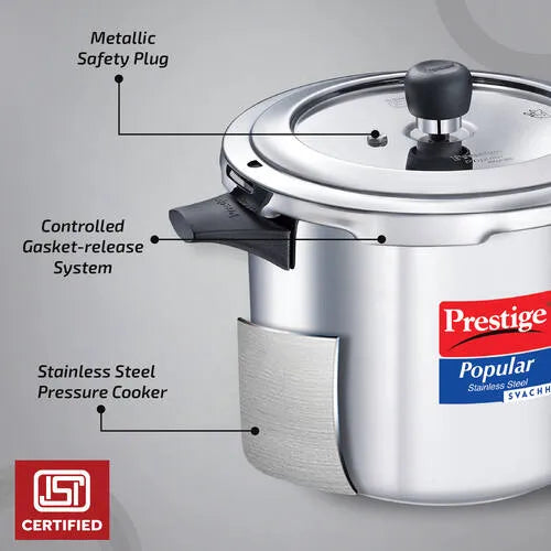 Prestige Popular Svachh Stainless Steel Pressure Cooker Combi Pack 20465