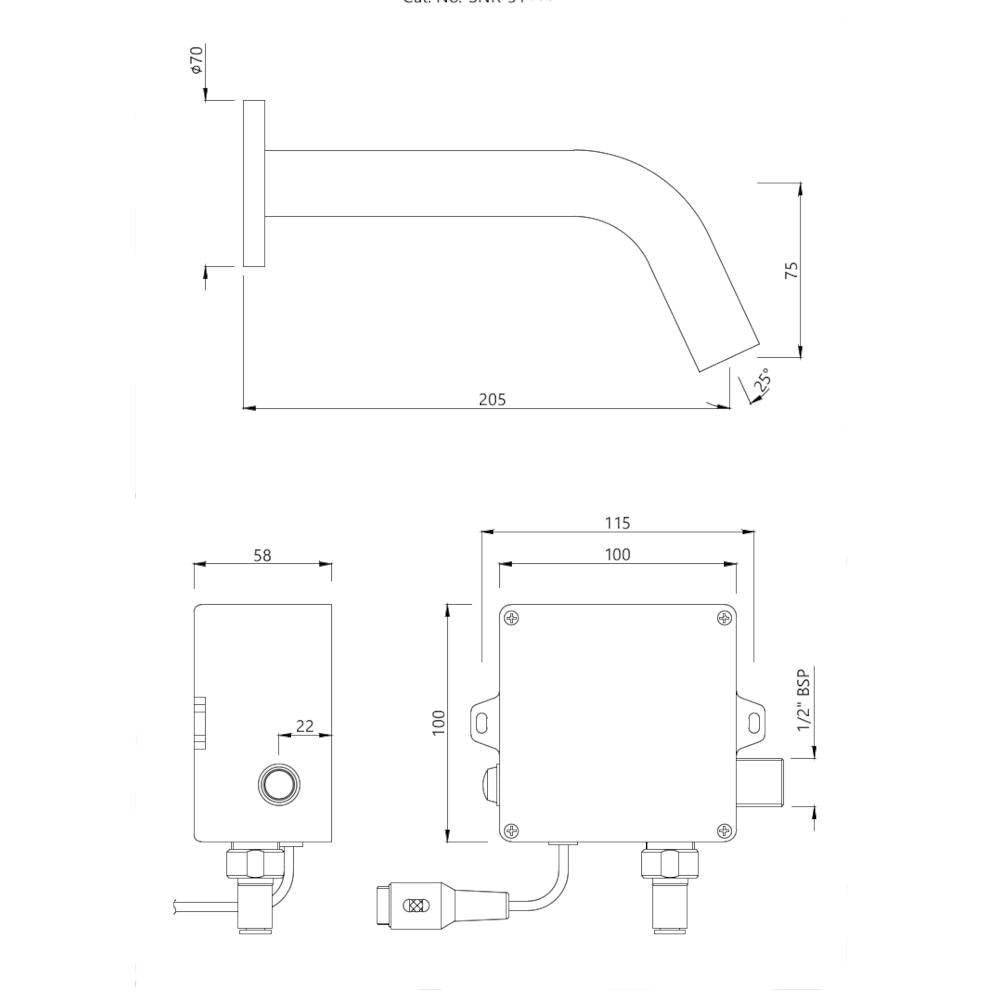 Blush Wall Mounted Sensor faucet-Chrome  SNR-CHR-51443PK